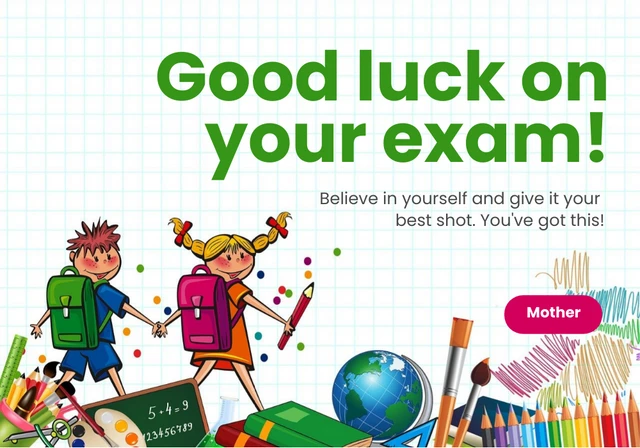 Colorful Exam Good Luck Card Template
