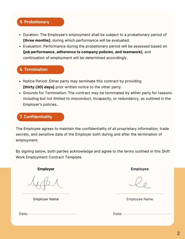 Shift Work Employment Contract Template - Seite 2