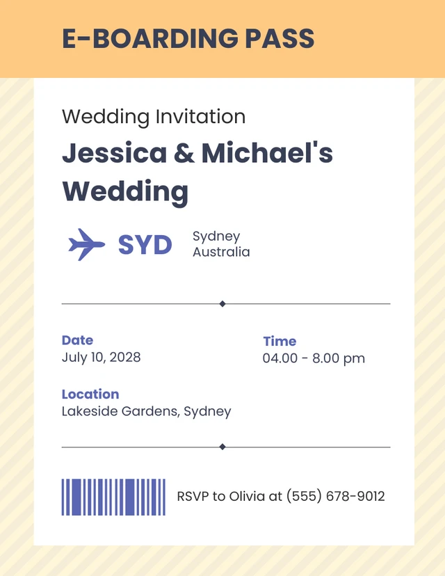 Yellow Blue Boarding Pass Invitation Letter Template