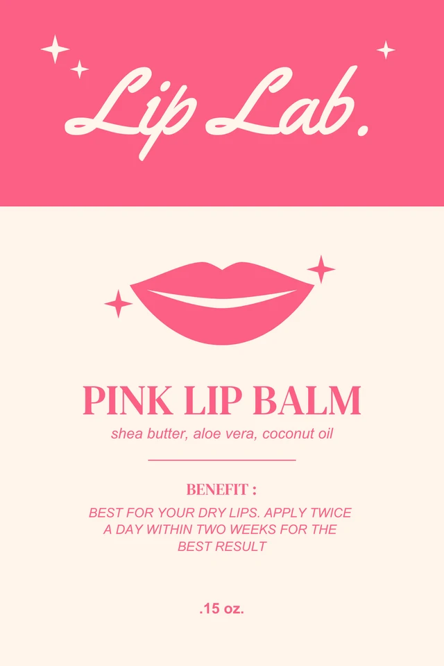Beige And Pink Classic Lip Balm Label Template