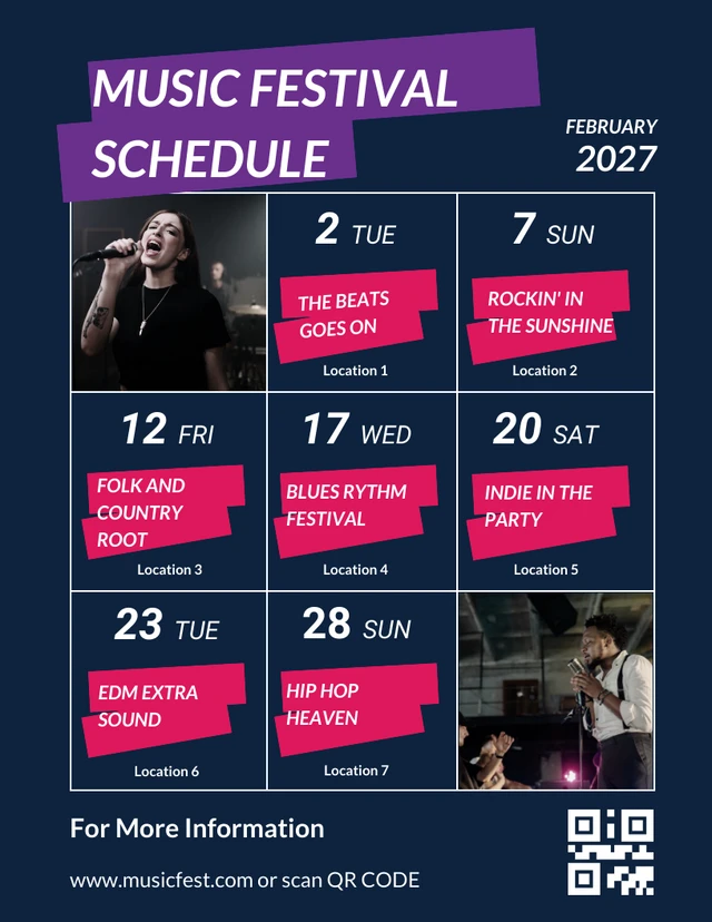 Music Festival Schedule Purple Flyer Template