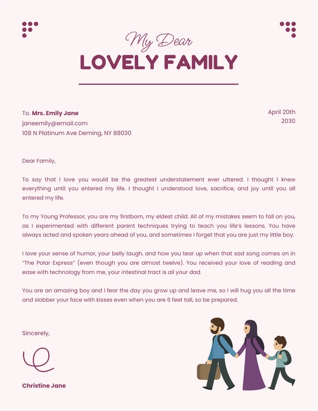 Light Pink And Dark Purple Simple Illustration Business Family Letterhead