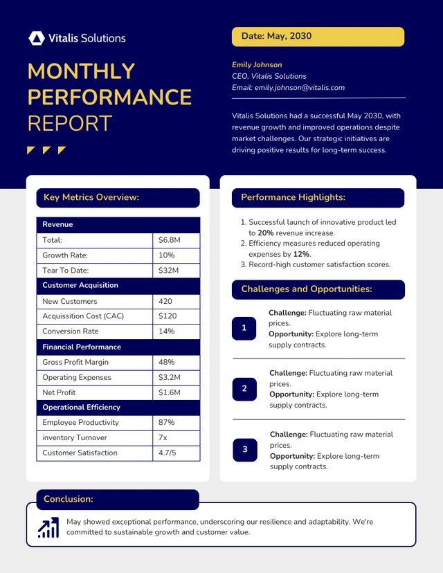 Modèle de rapport de performance mensuel