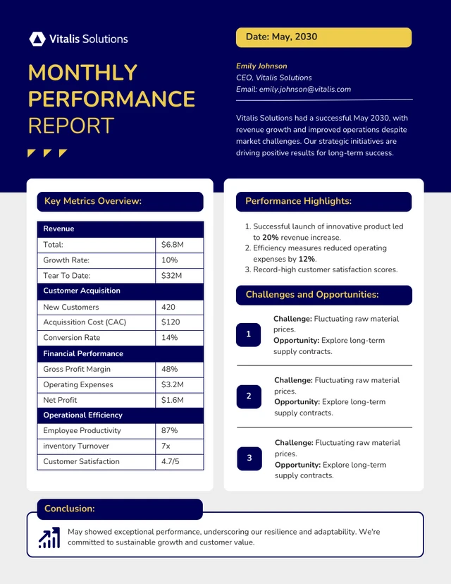 Monthly Performance Report Template