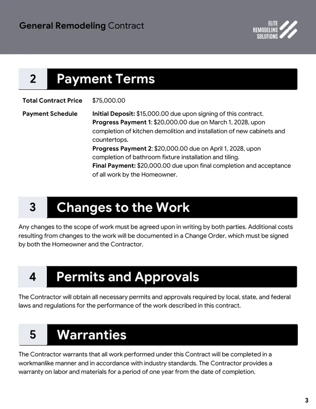 Remodeling Contract Template - Página 3