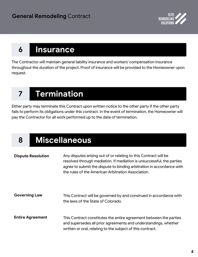 Remodeling Contract Template - Página 4