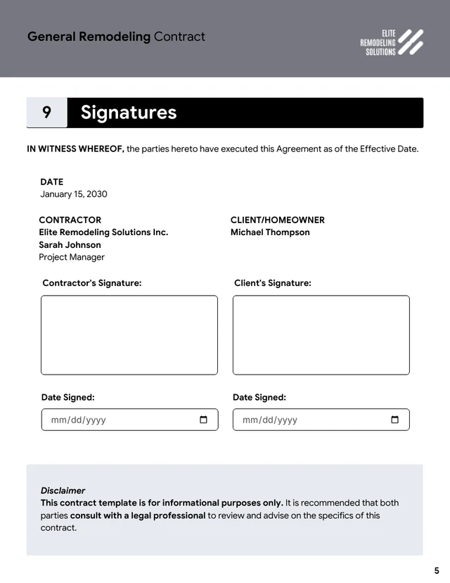 Remodeling Contract Template - Página 5