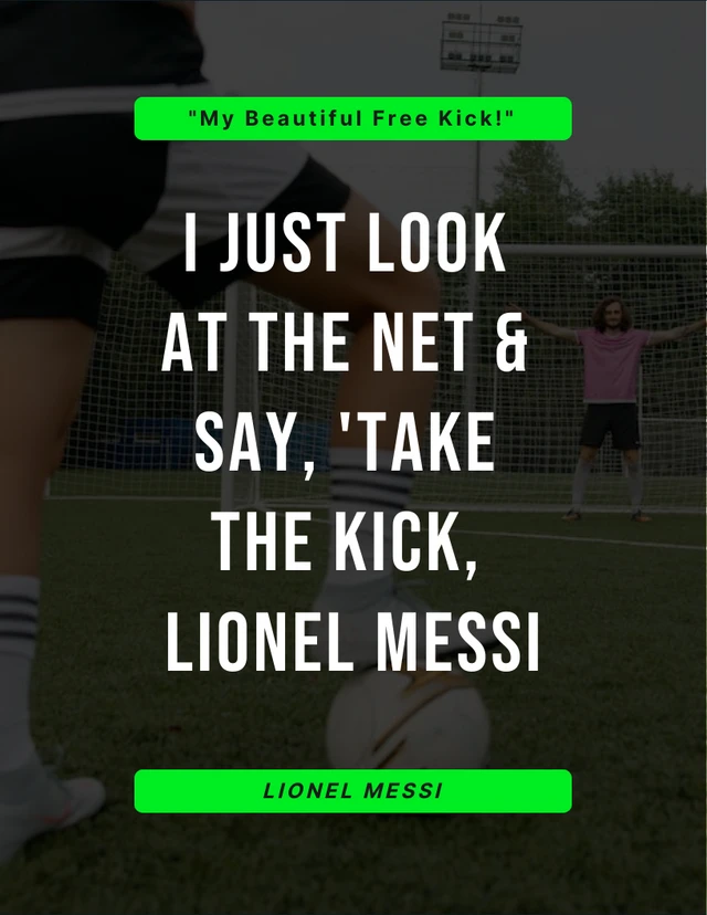 Black And Green Simple Photo Soccer Quotes Poster Template