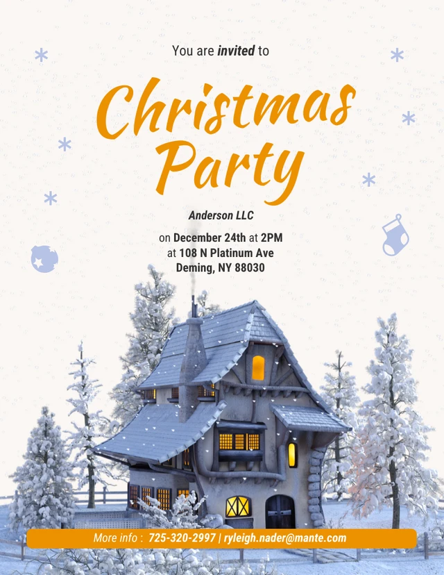White Simple Christmas Party Invitation Template