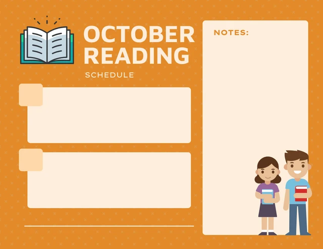 Orange Simple Illustration October Reading Schedule Template