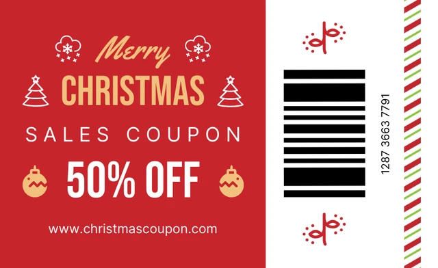Red And White Modern Playful Merry Christmas Sale Coupons Template