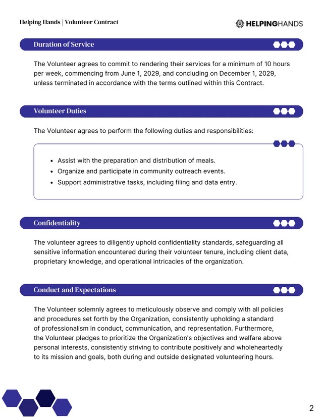 Volunteer Contract Template - Pagina 2