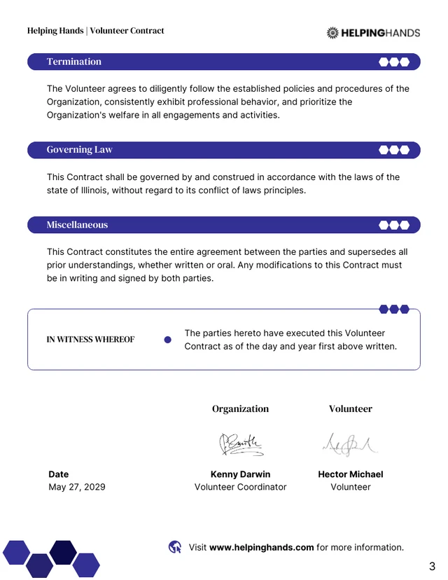 Volunteer Contract Template - Seite 3