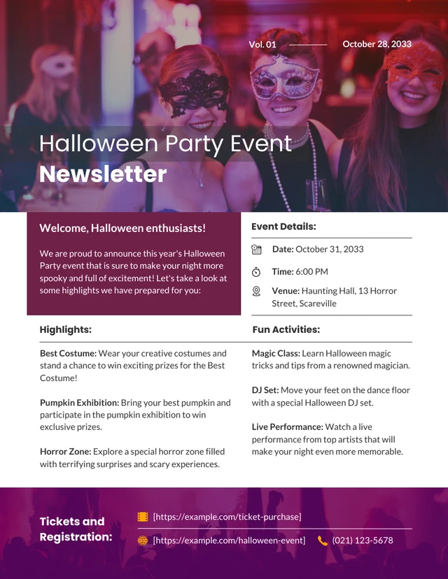Halloween Party Event Newsletter Template