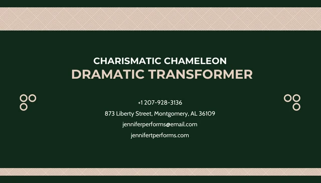 Dark Green And Light Brown Simple Actor Business Card - Page 2