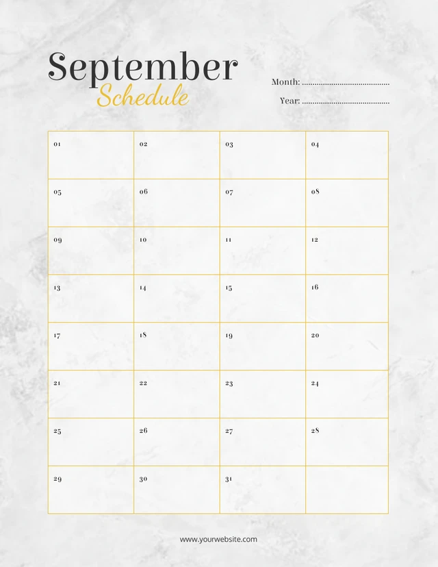 Marble September Schedule Poster Template