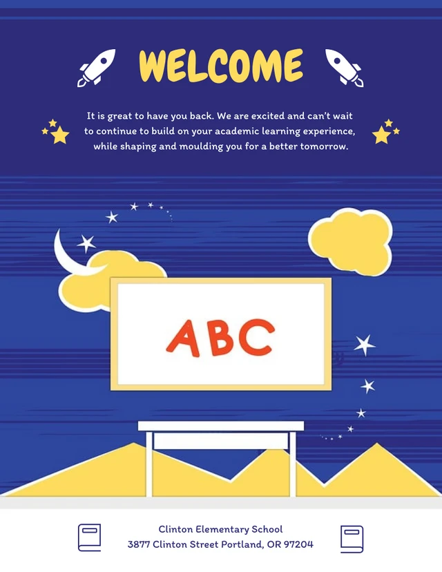 Blue Playful Illustration Classroom Welcome Poster Template