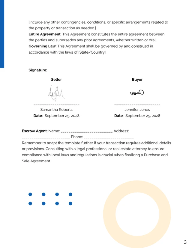 Minimalist Blue and Orange House Purchase and Sale Contracts - Page 3