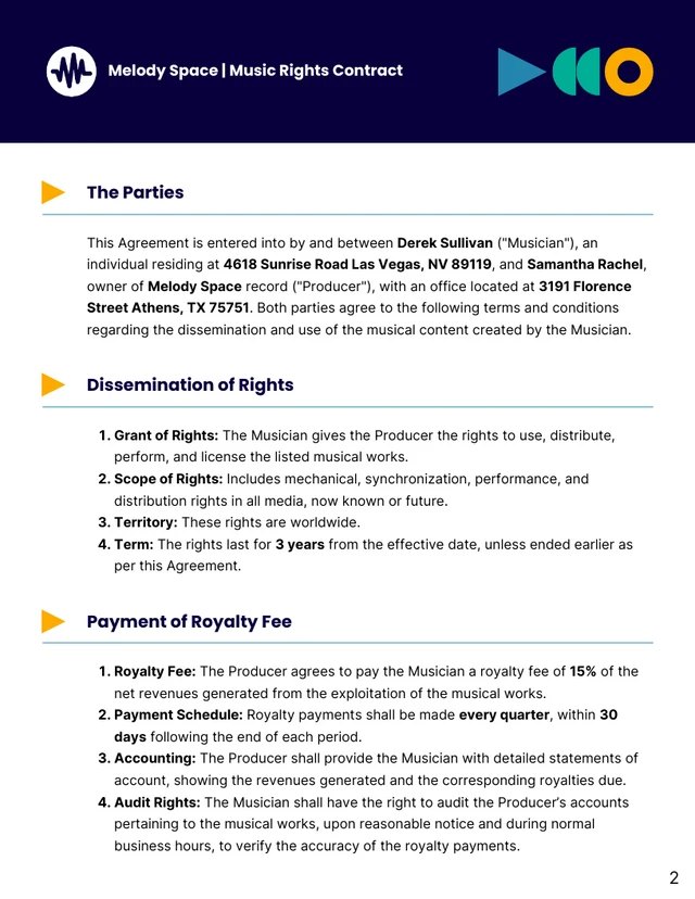 Music Rights Contract Template - page 2