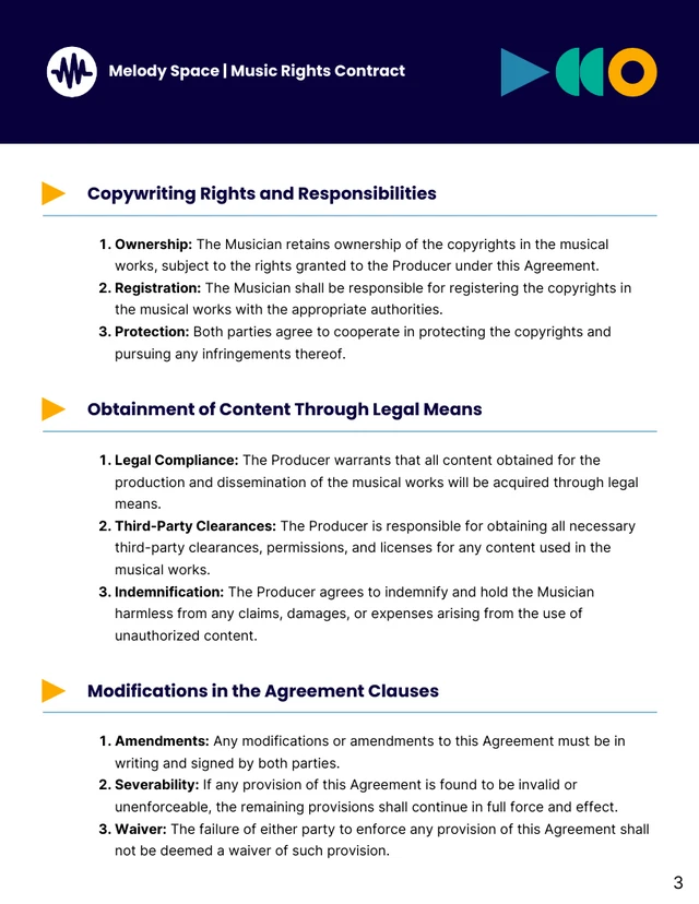 Music Rights Contract Template - Seite 3