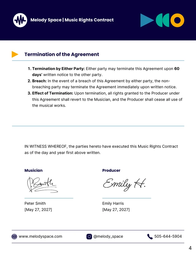 Music Rights Contract Template - Pagina 4