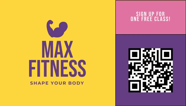 Yellow Pink And Purple Playful Fitness Business Card - Page 1
