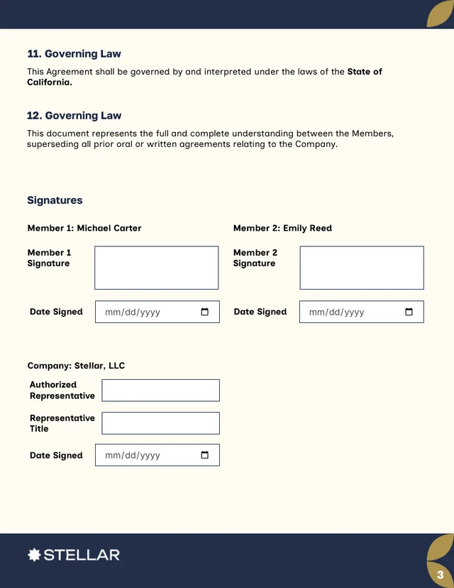 LLC Contract Template - Page 3