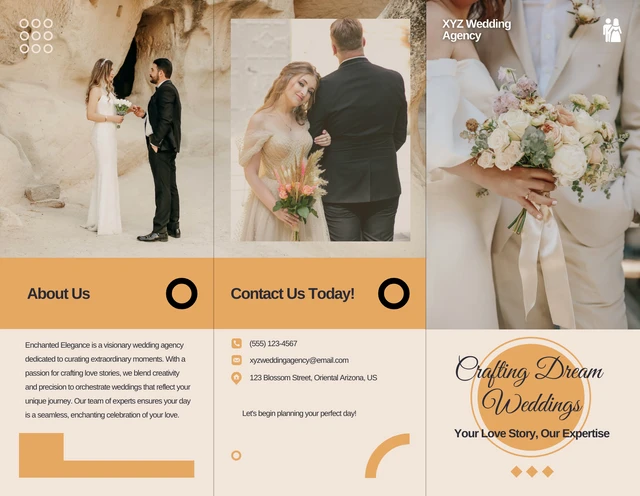 Simple Beige Wedding Tri-fold Brochure - Page 1