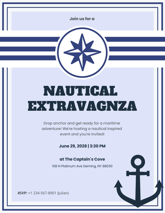 Navy Blue Clean Nautical Invitation Template