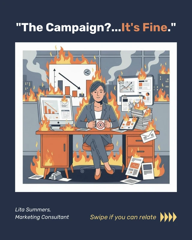 Everything Is Fine Meme For Marketers Carousel Template - Pagina 1