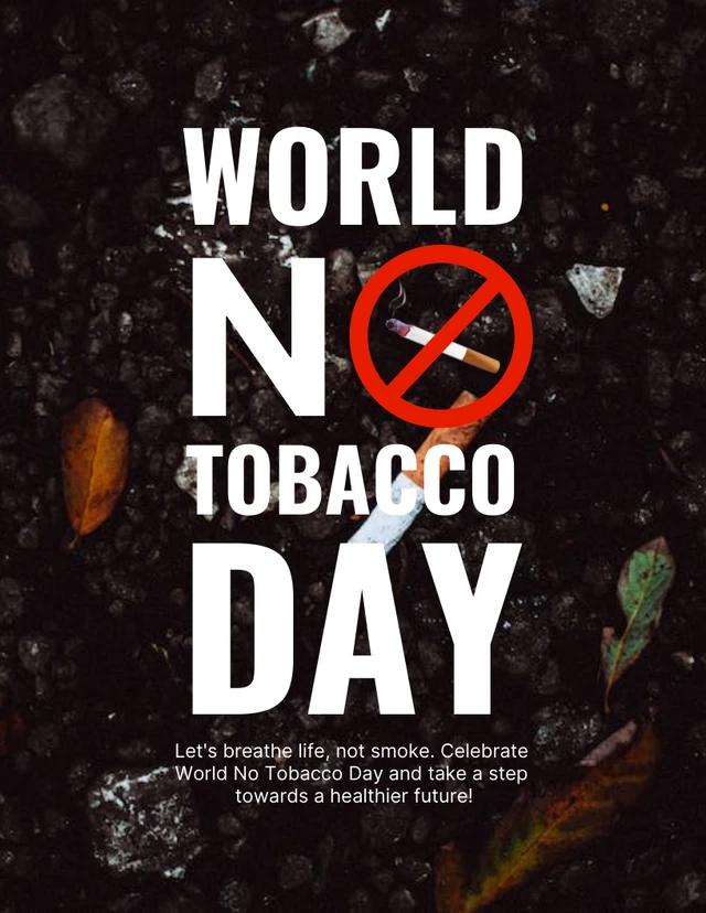 Black Photo World No Tobacco Day Poster Template
