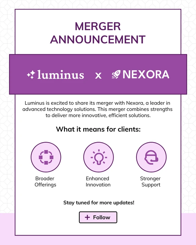 Merger Announcement LinkedIn Social Media Template Merger Announcement LinkedIn Social Media Template