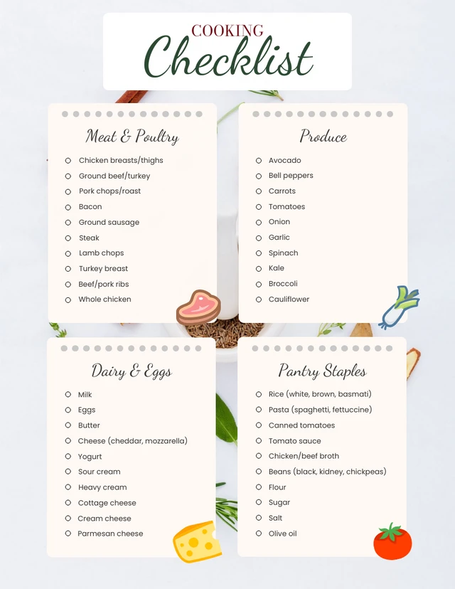 Minimalist Cooking Checklist