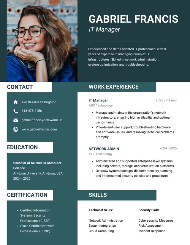 Simple Green Tech Resume Template