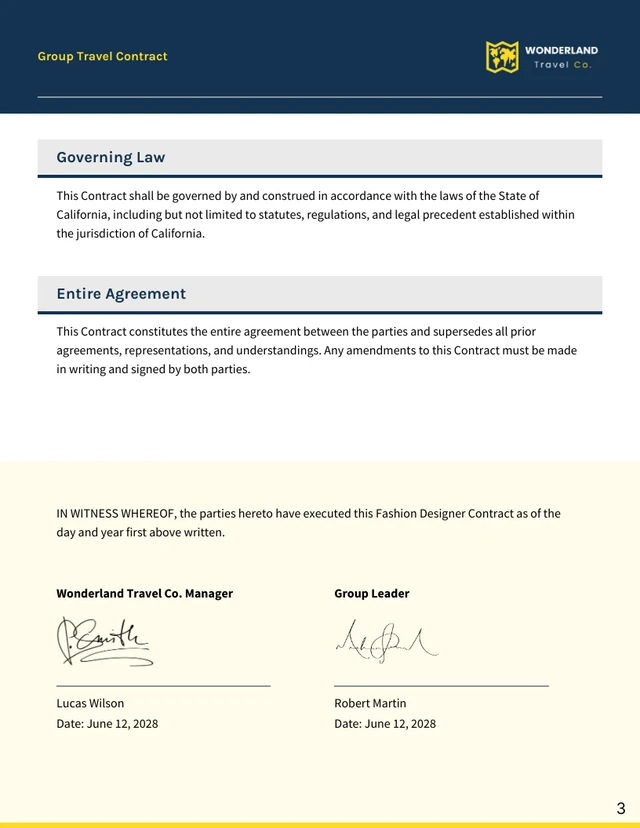 Group Travel Contract Template - Seite 3