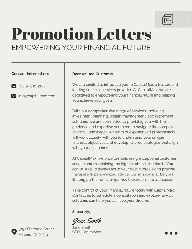 Beige Classic Promotion Letters Template