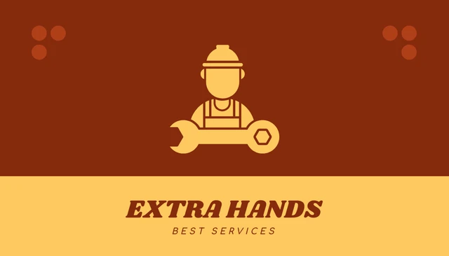 Brown And Yellow Simple Illustration Handyman Services Business Card - Page 1