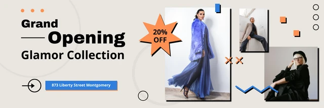 Grey Abstract Grand Opening Fashion Banner Template