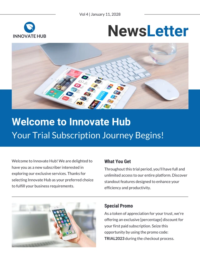 Trial Subscription Welcome Newsletter Template