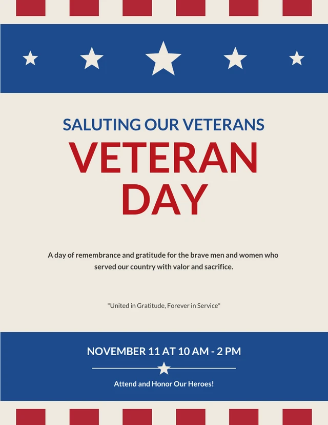 Veteran Day Poster Beige Blau Illustrative Vorlage