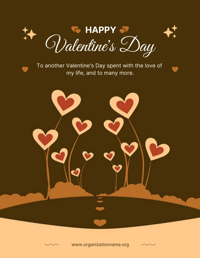 Dark Brown Modern Happy Valentines Day Poster Template