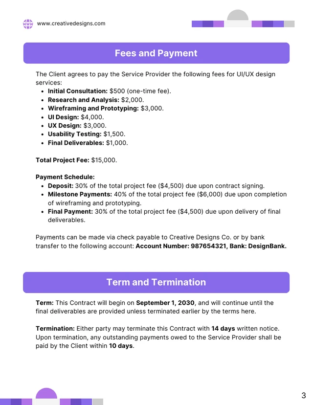 UI UX Design Contract Template - page 3