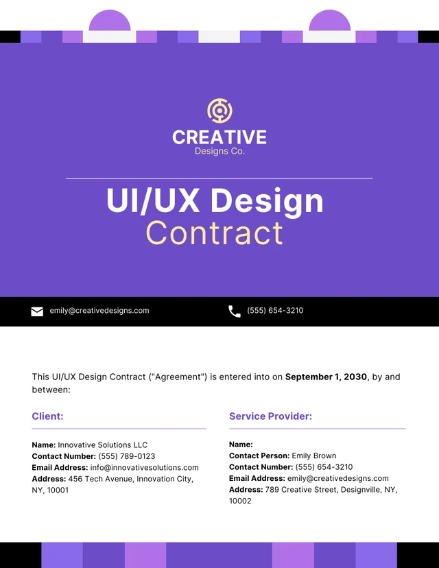 UI UX Design Contract Template - Pagina 1