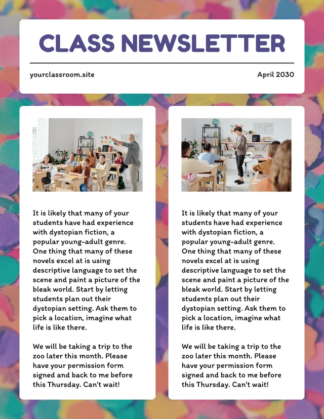 Colorful Simple School Class Newsletter
