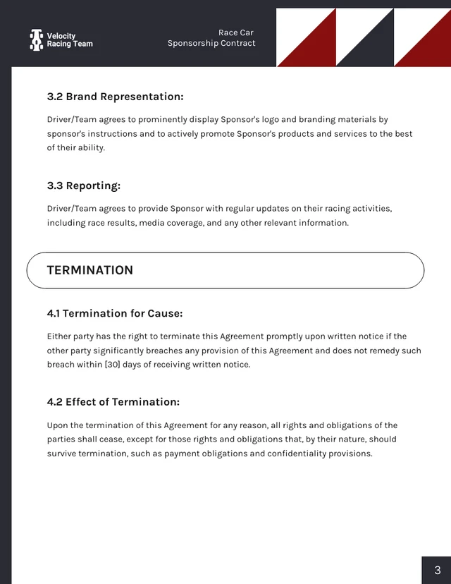 Race Car Sponsorship Contract Template - Pagina 3