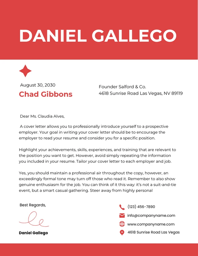 Light Red Simple Corporate Sales Letter Template