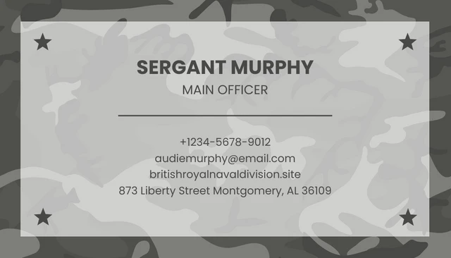 Grey Modern Pattern Military Business Card - Page 2