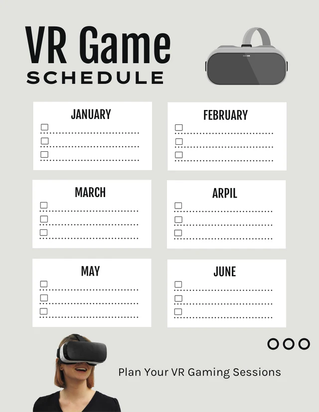 Light Grey Clean VR Game Schedule Template