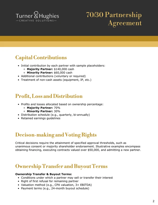 70/30 Partnership Agreement Template - page 2