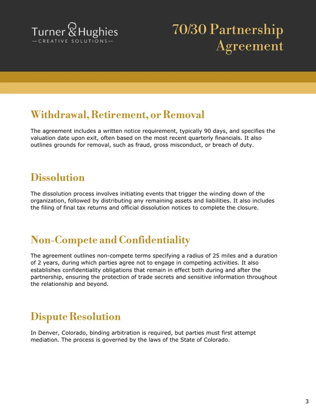 70/30 Partnership Agreement Template - page 3